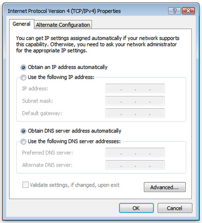 Internet Protocol Version 4 (TCP/IPv4) Properties dialog box